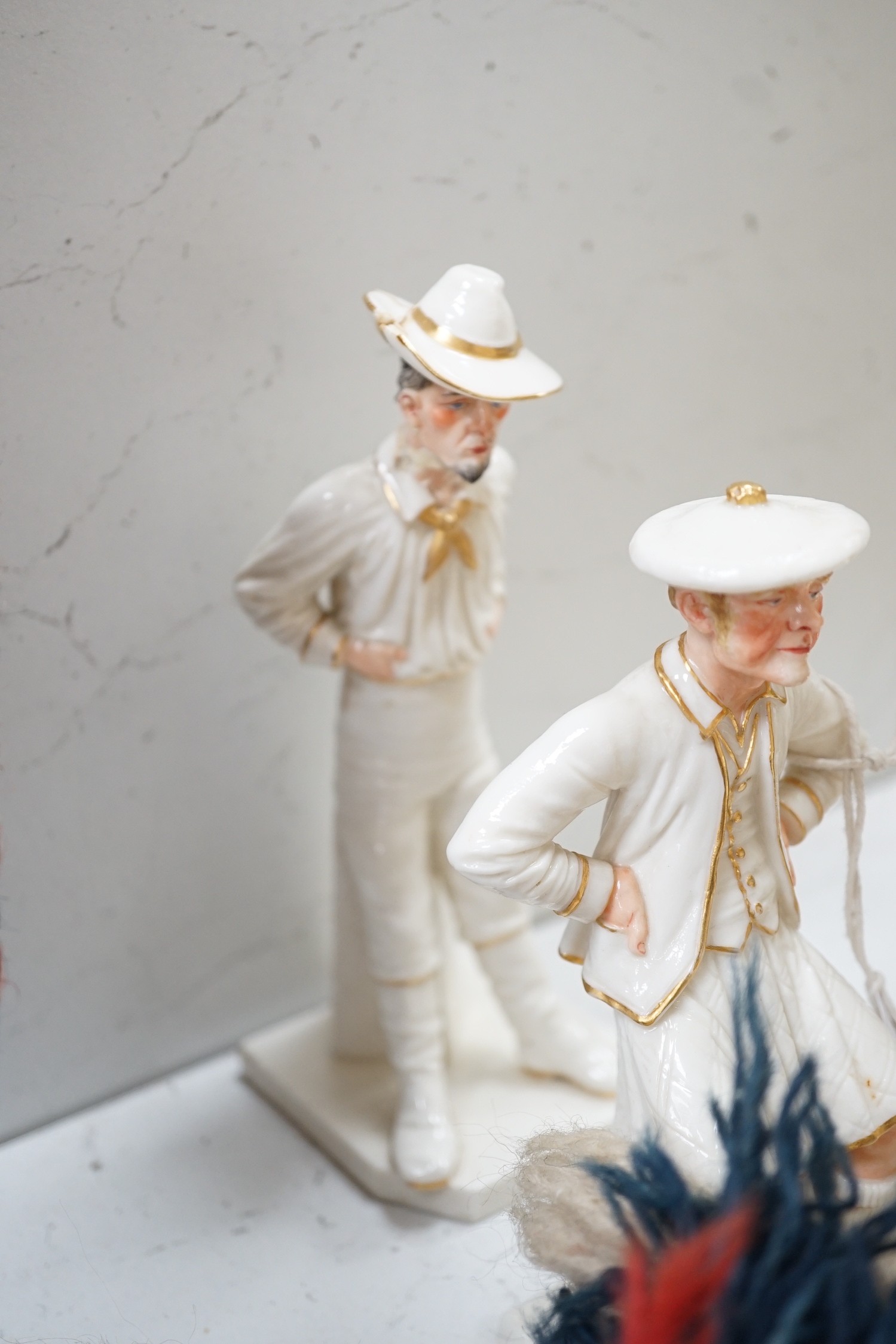 Seven Royal Worcester Hadleys figures of the World, tallest 17.5 cm